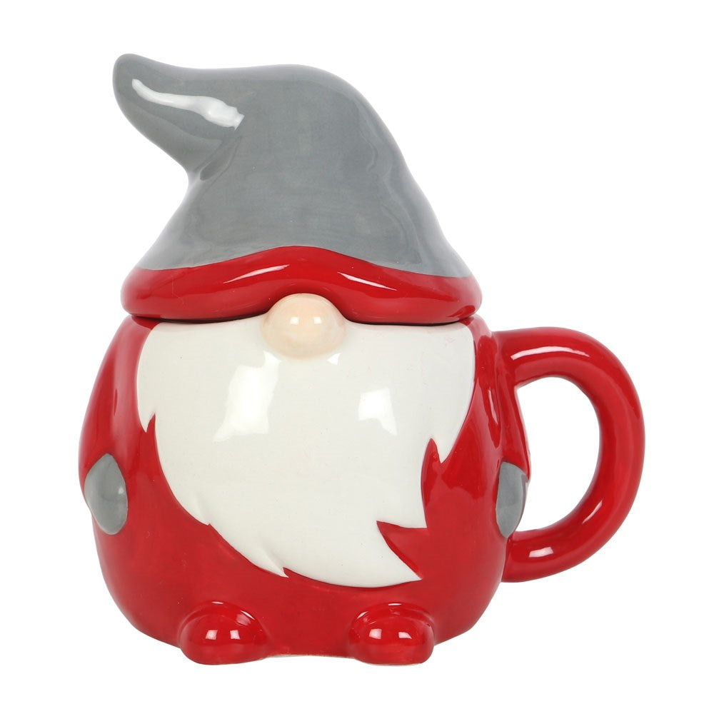 Red and Grey Gonk Lidded Ceramic Mug