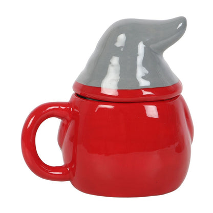 Red and Grey Gonk Lidded Ceramic Mug