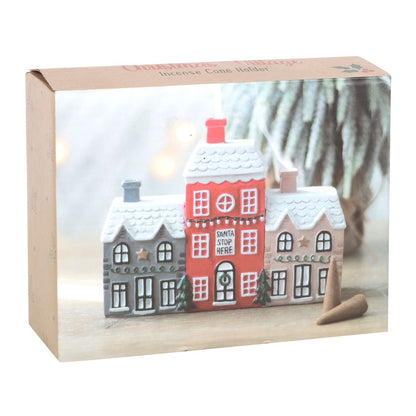 Christmas Village Resin Incense Cone Holder