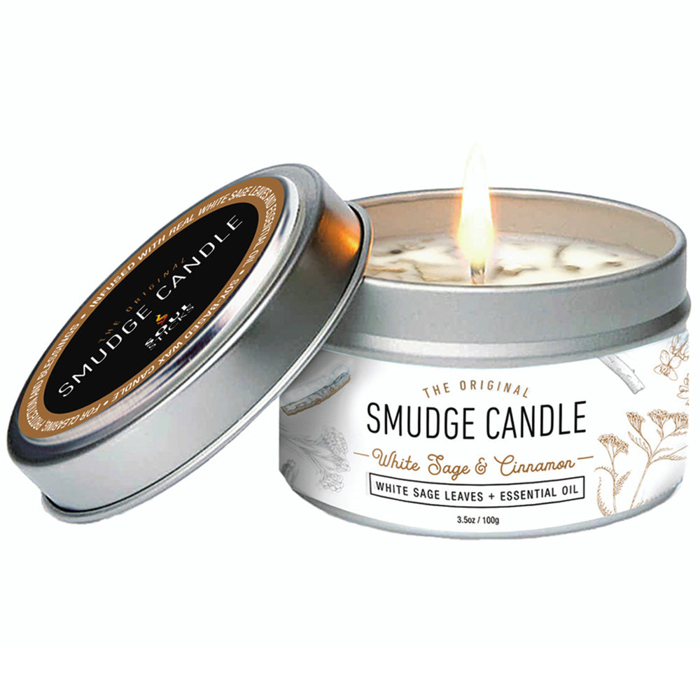 Smudge Candle Soy wax Tin - White Sage & Cinnamon