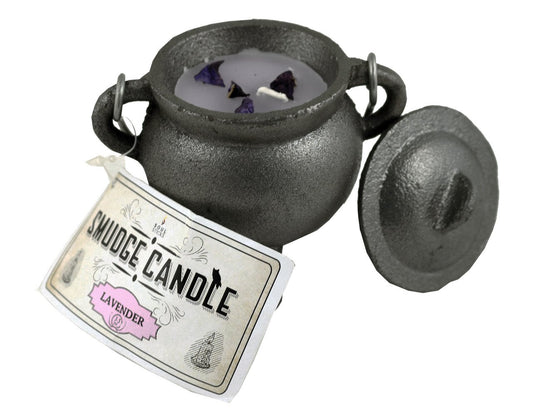 Smudge Candle Cast Iron Lavender Cauldron