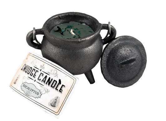 Smudge Candle Cast Iron Cauldron - Eucalyptus