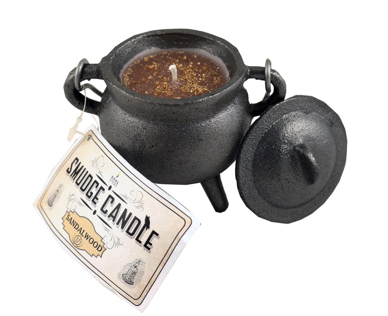 Smudge Candle Cast Iron Cauldron - Sandalwood