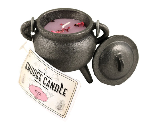 Rose Scented Smudge Candle in Cauldron