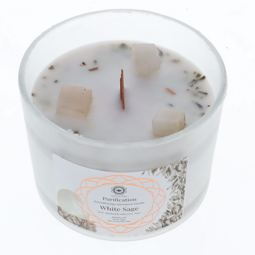 Purification Aromatherapy Gemstone Candle - White Sage