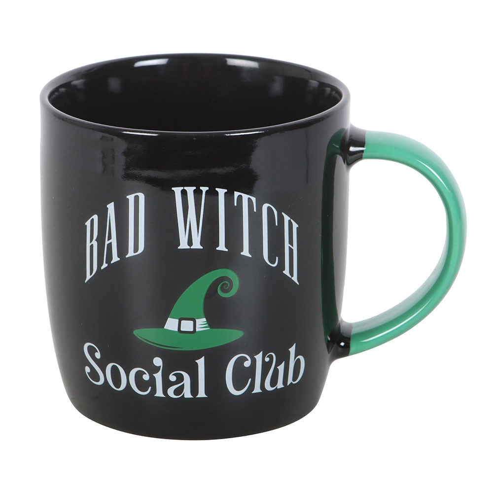 Green Bad Witch Social Club Ceramic Mug and Coaster Set