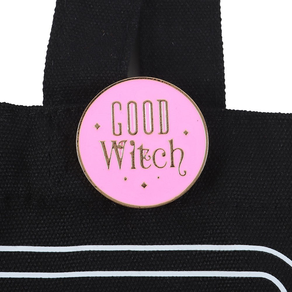 Pink Good Witch Social Club Polycotton Tote Bag with Pin Badge