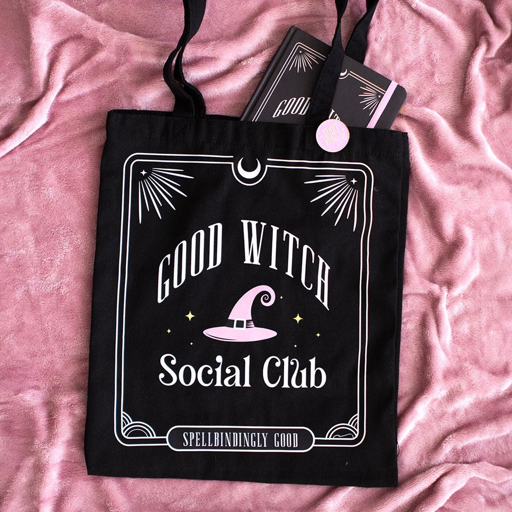 Pink Good Witch Social Club Polycotton Tote Bag with Pin Badge