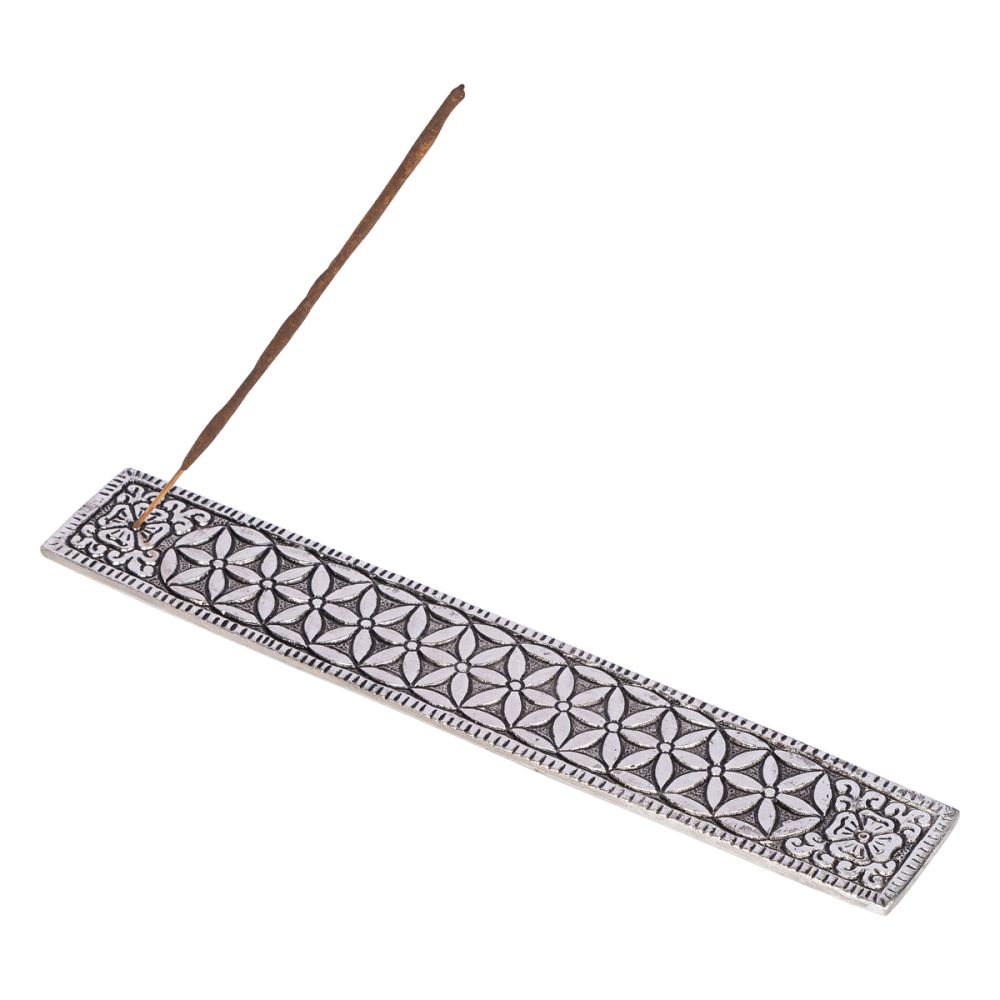 ALUMINIUM INCENSE BURNER - Flower of Life 4cm x 24cm