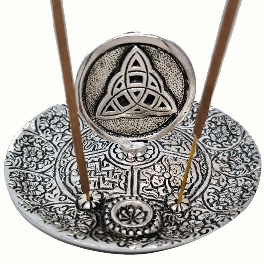 ALUMINIUM INCENSE BURNER - Triquetra 11cm