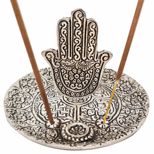 ALUMINIUM INCENSE BURNER - Hamsa 11cm