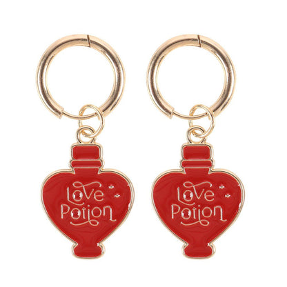 Gold Tone Love Potion Enamel And Stainless Steel Earrings