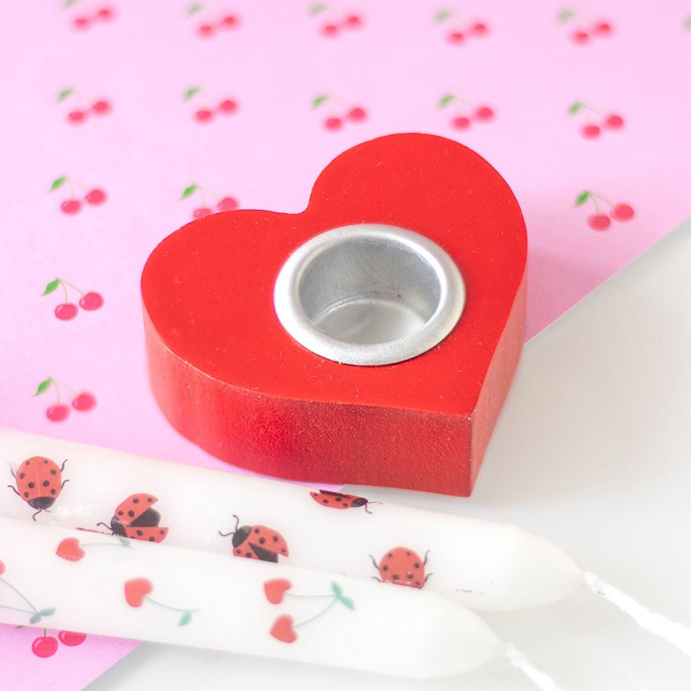 Red Heart Mdf Taper Candle Holder