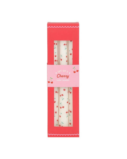 Set Of 3 Heart Cherry Taper Candles