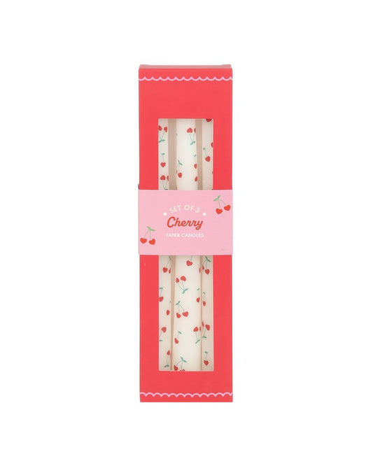 Set Of 3 Heart Cherry Taper Candles