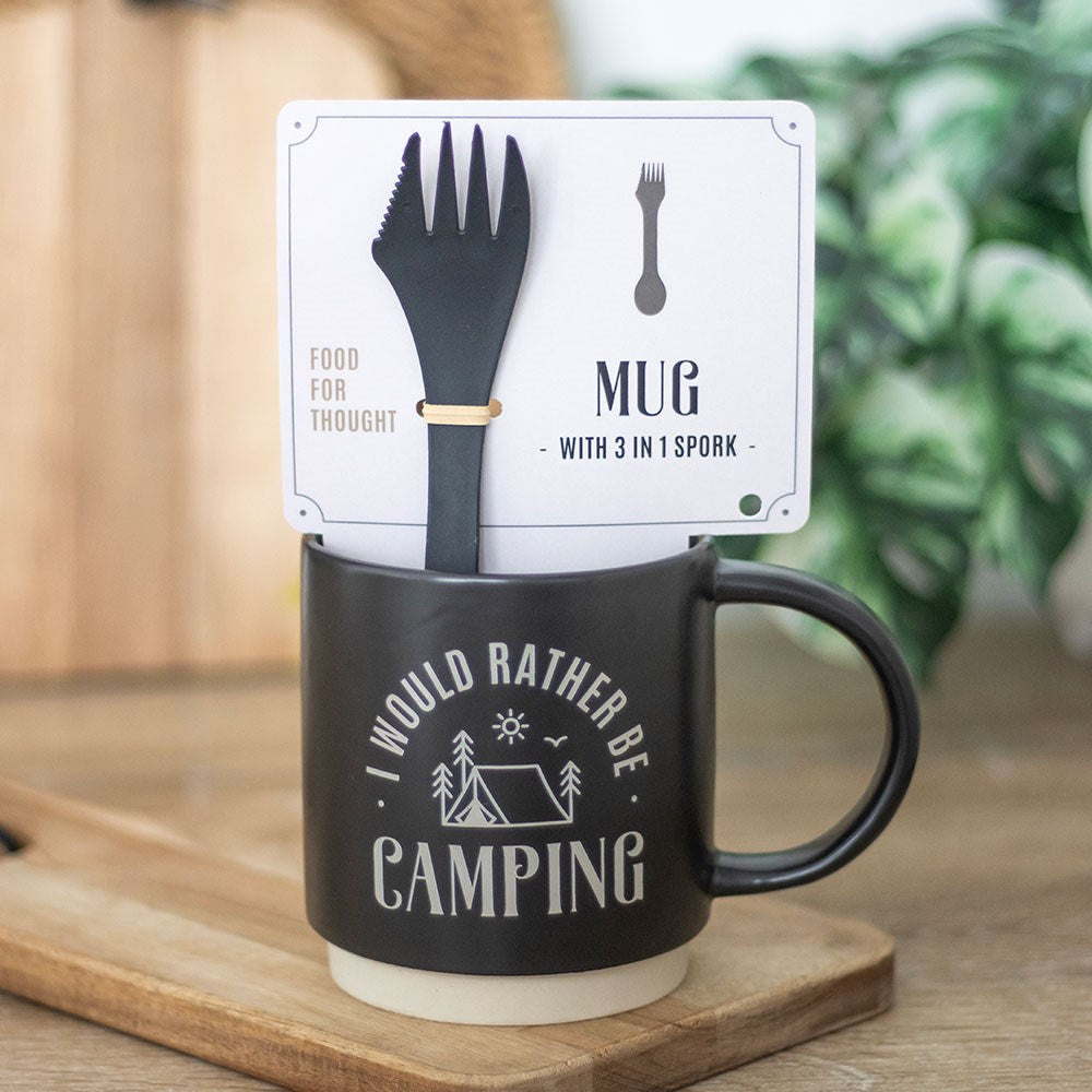 I Would Rather Be Camping Mug with 3 in 1 Spork