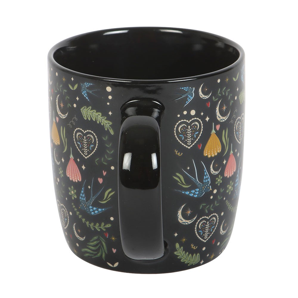 Black Midnight Bloom Print Mug