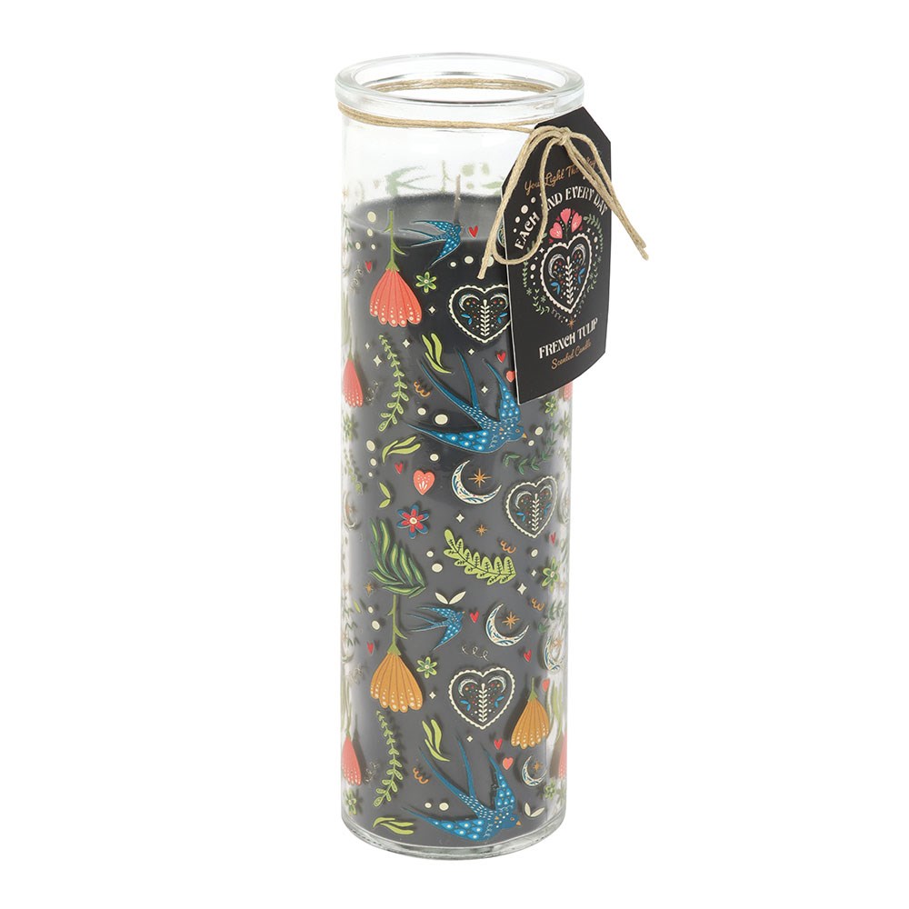 Midnight Bloom Print French Tulip Tube Candle
