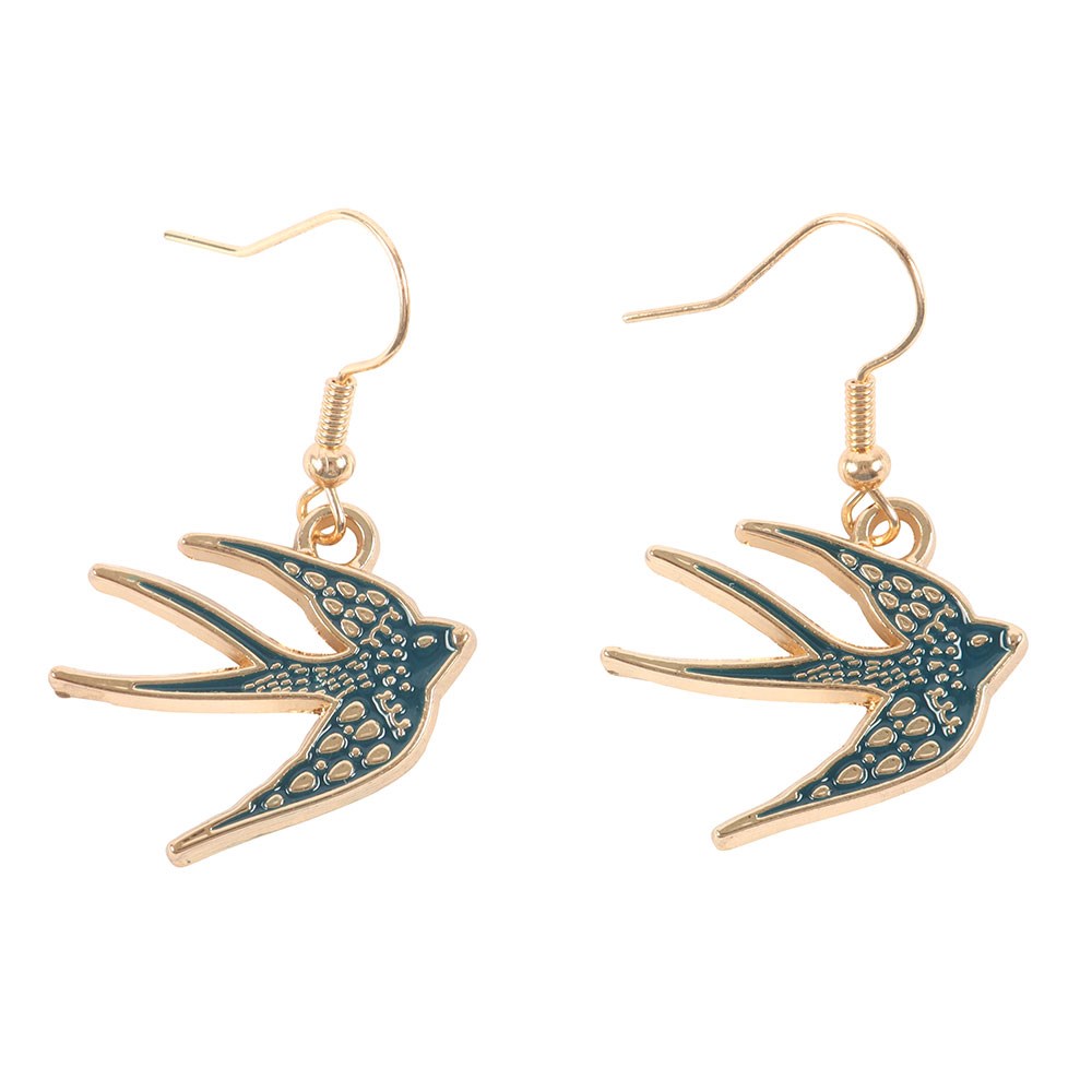 Blue Spread Your Wings Swallow Earrings