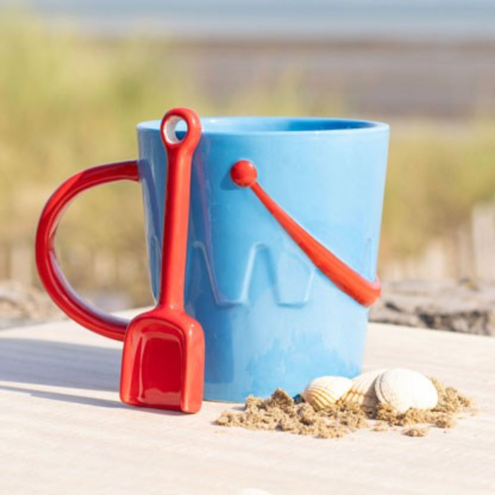 Bucket Shaped Ceramic Mug with Spade Spoon