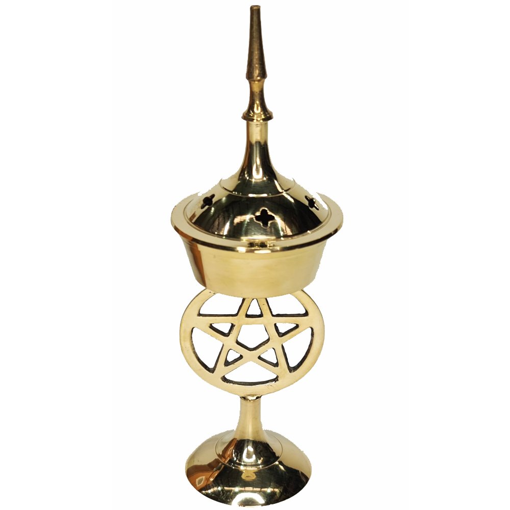 Brass Incense Burner - Pentacle 5cm x 16cm