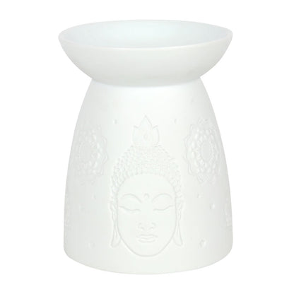 White Ceramic Buddha Face Oil Burner