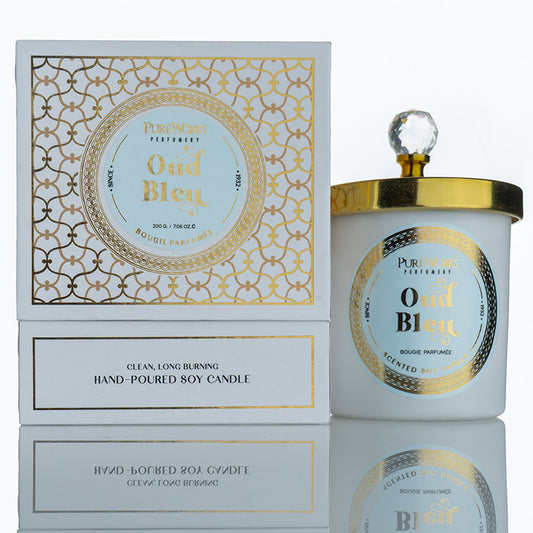 Oud Bleu Hand-Poured Soy Candle - 200 G