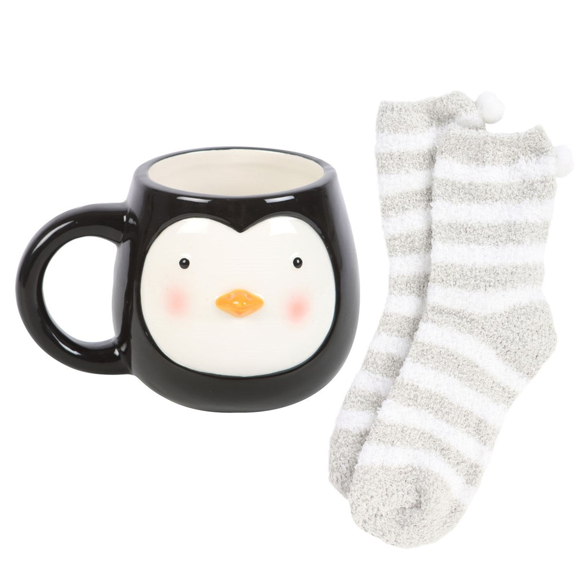 Penguin Ceramic Mug And Socks Set