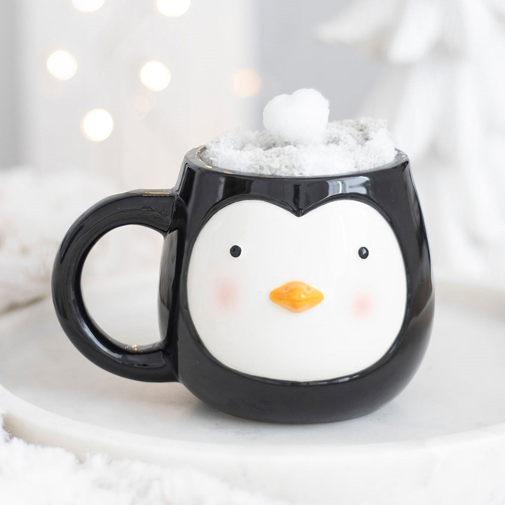 Penguin Ceramic Mug And Socks Set