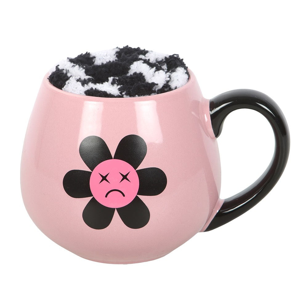 Sad Flower Ceramic Mug and Polyester Socks Set