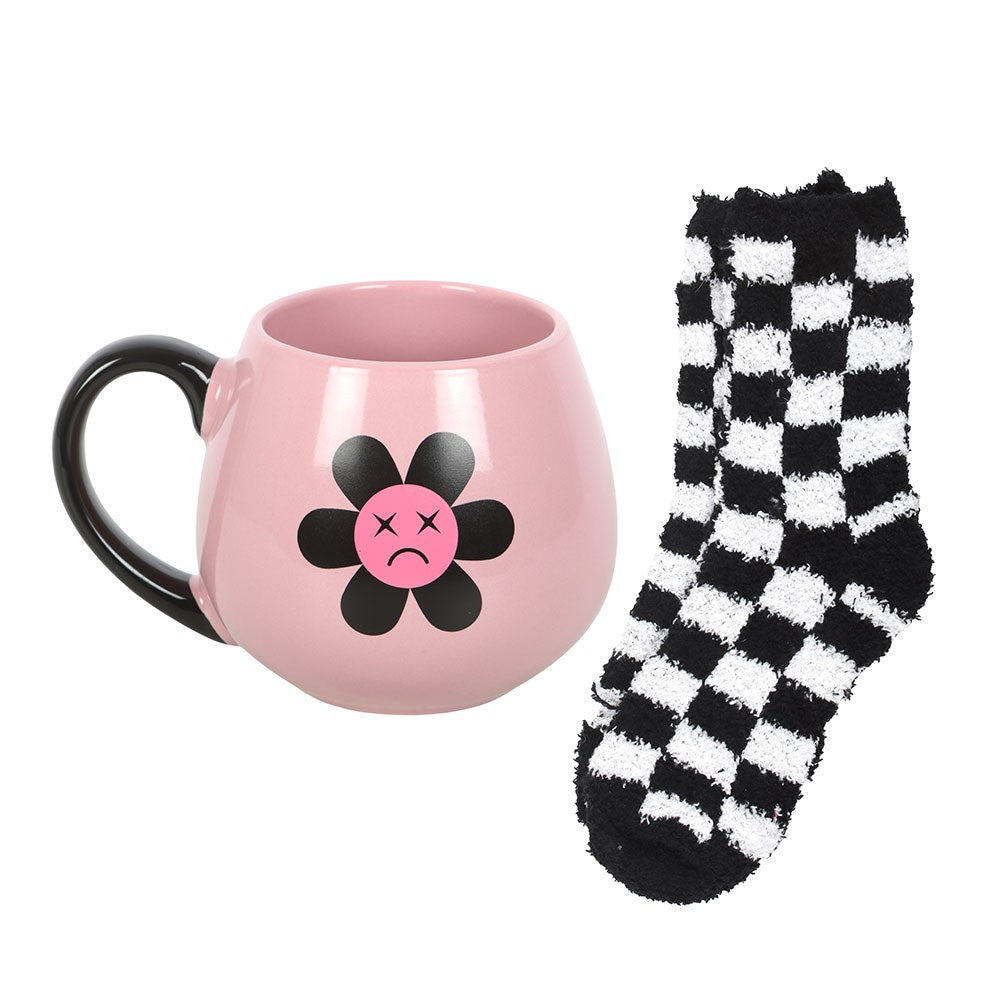Sad Flower Ceramic Mug and Polyester Socks Set