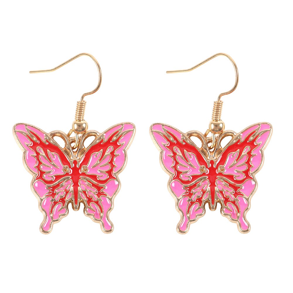 Flaming Butterfly Stainless Steel and Enamel Earrings