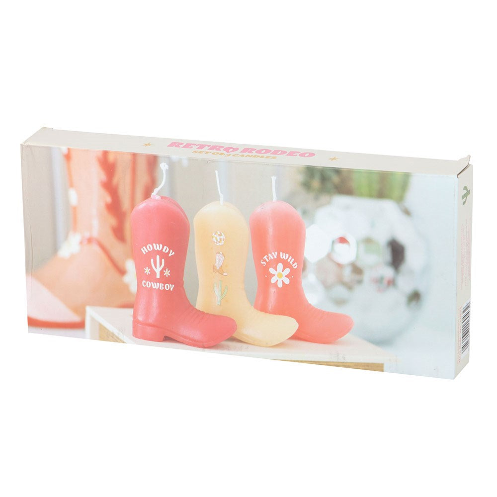 Set of 3 Cowboy Boot Candles Unscented