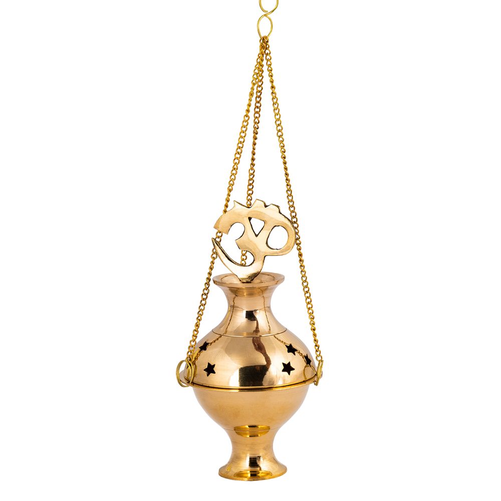 Brass Incense Burner - Om Hanging 6.5cm x 11cm