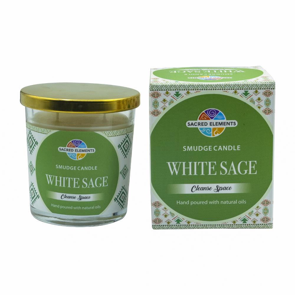 Sacred Elements White Sage Smudge Candle - Cleanse Space