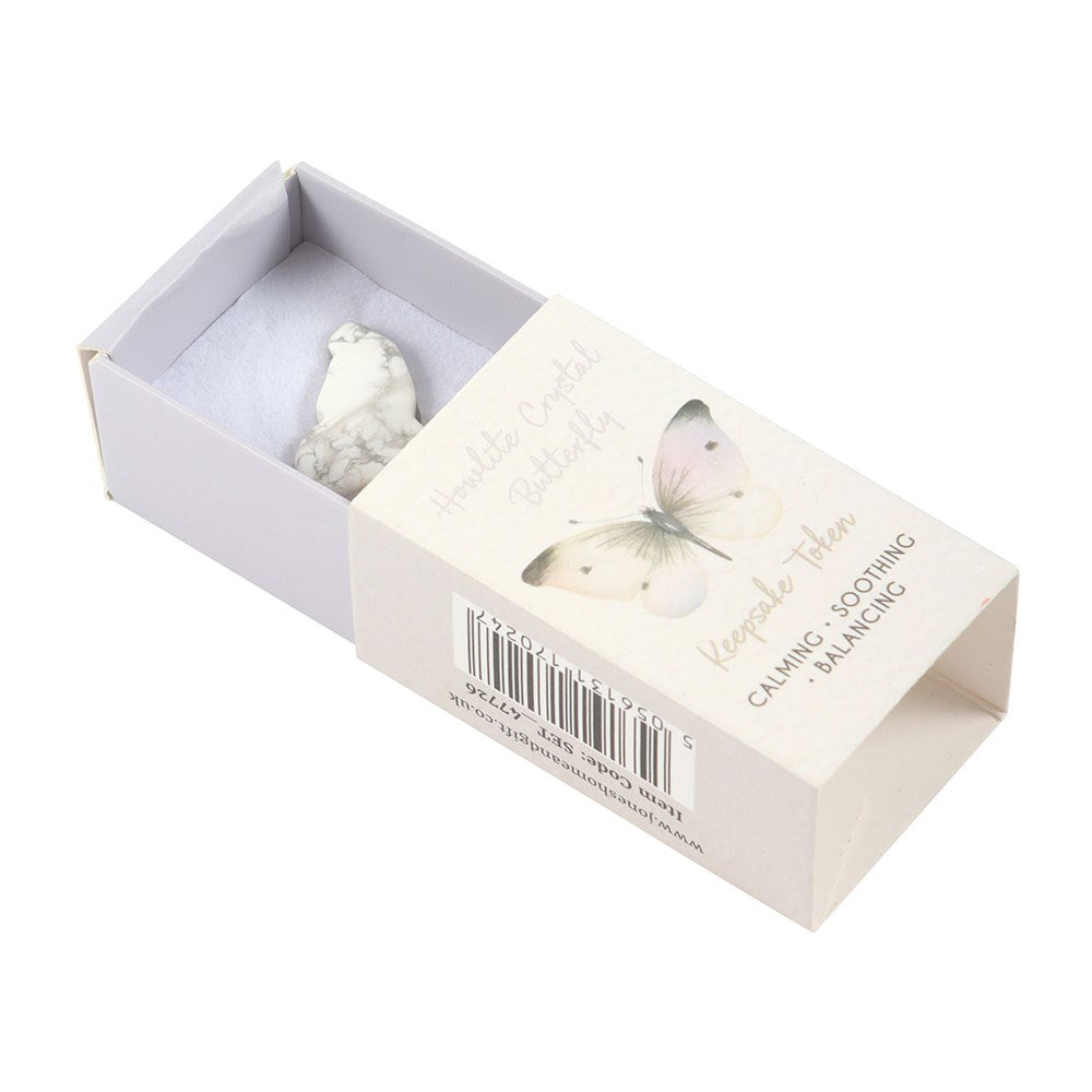 Set of 12 Howlite Butterfly Keepsake Tokens in Display