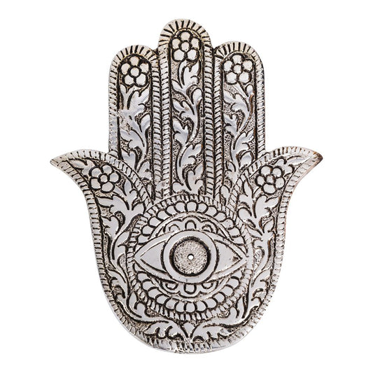 ALUMINIUM INCENSE BURNER - Hamsa Hand 10cm x 13cm