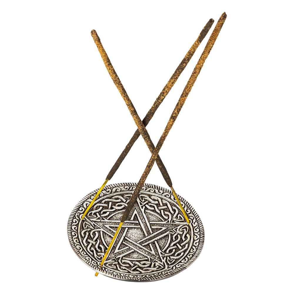 ALUMINIUM INCENSE BURNER - Celtic Pentacle Round 10cm