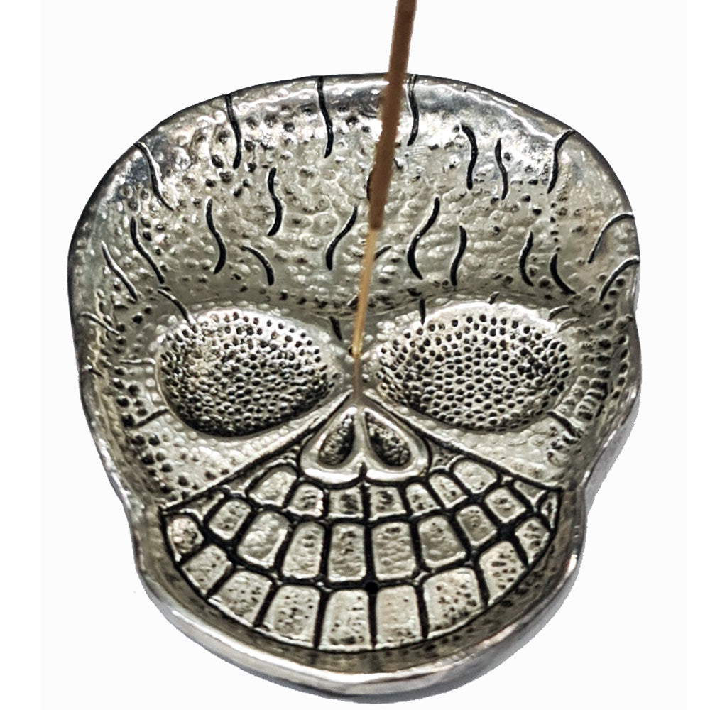 ALUMINIUM INCENSE BURNER - Skull Head 11cm