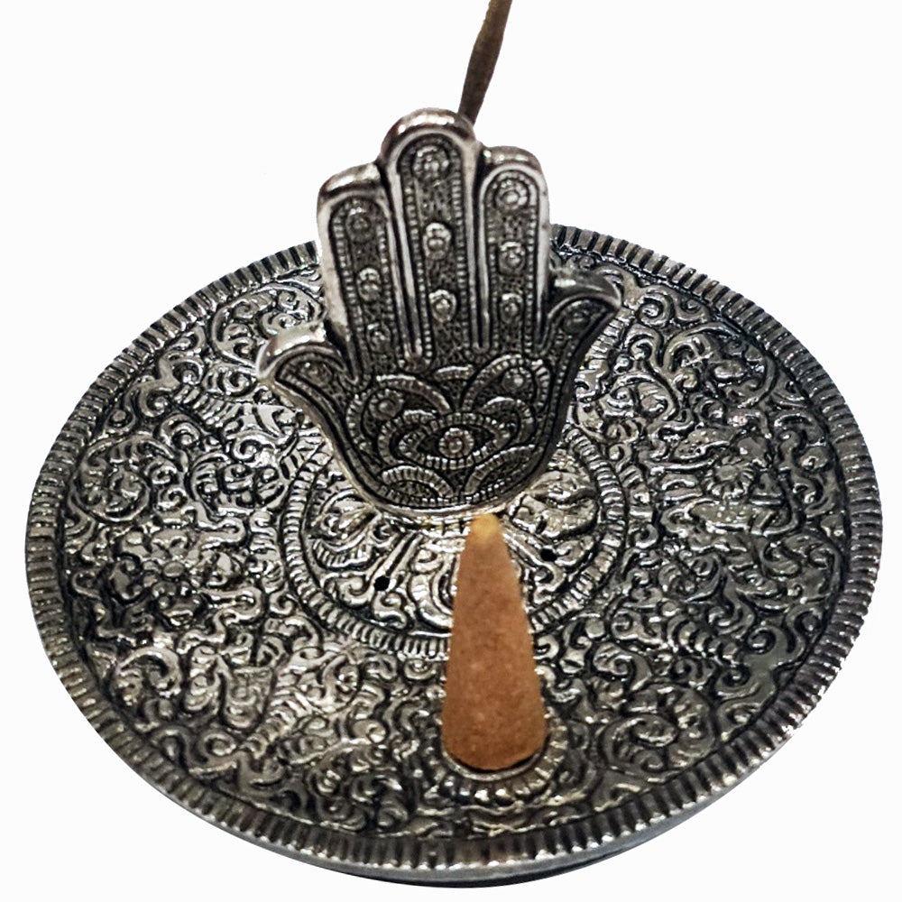 ALUMINIUM INCENSE BURNER - Hamsa Hand 11cm