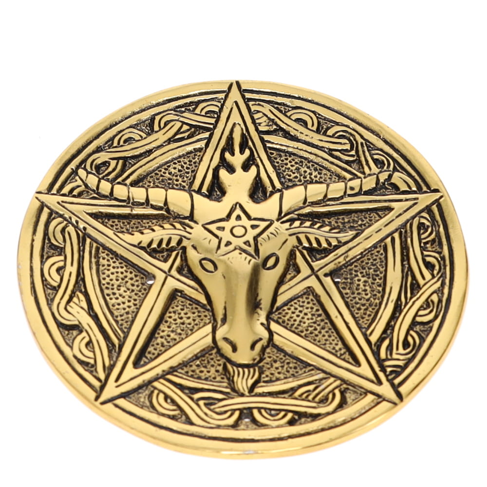 ALUMINIUM INCENSE BURNER - Bull with Pentacle Gold 10.5cm