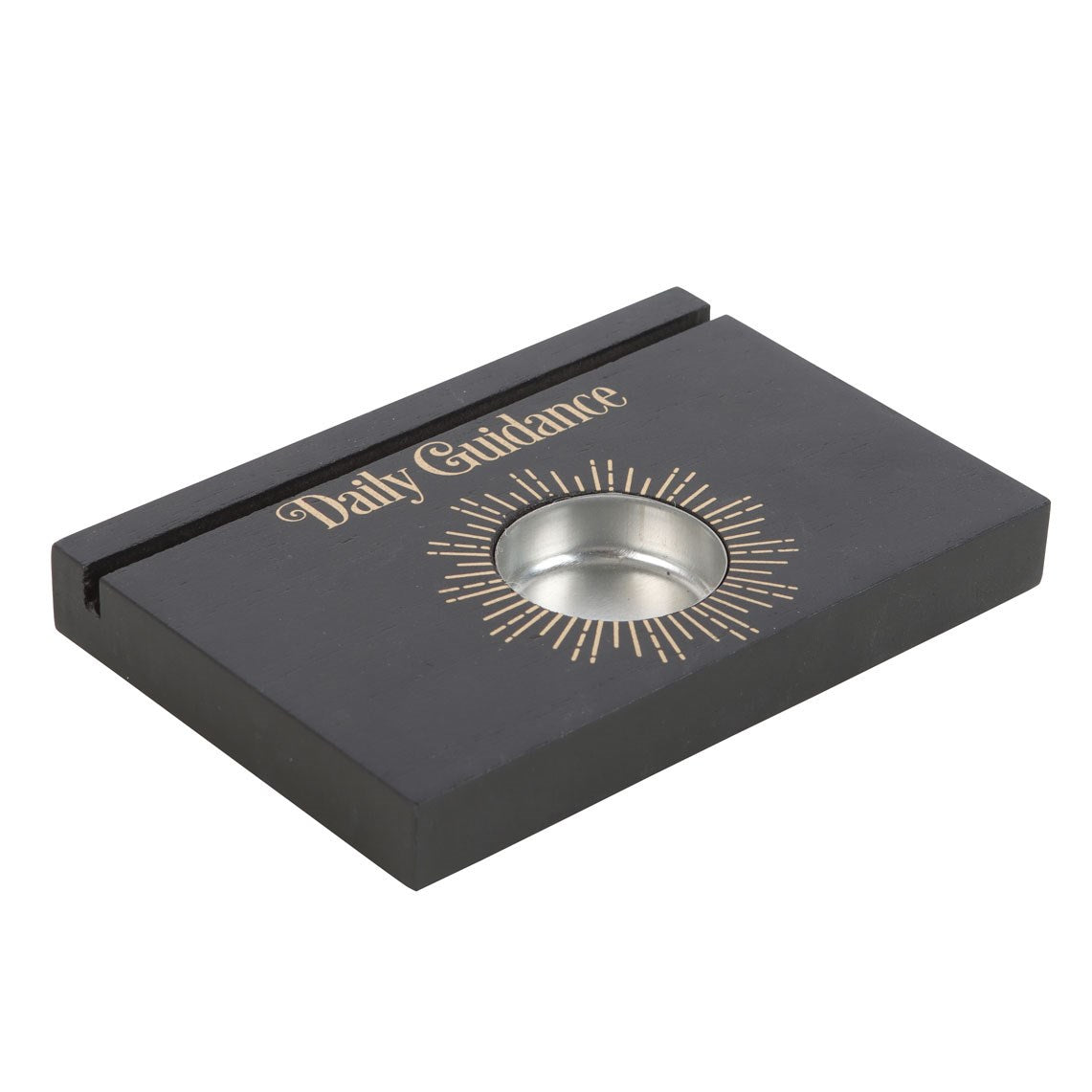 Black Daily Guidance Wooden Tarot Card Stand Tealight Holder