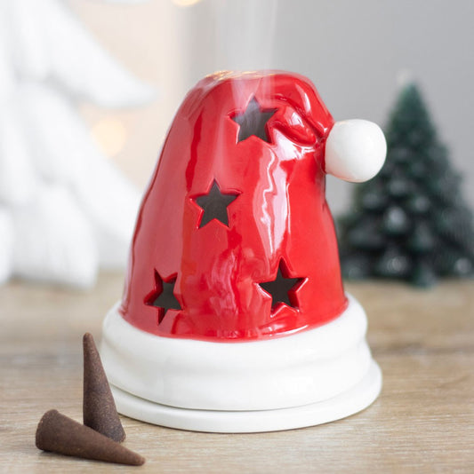 Santa Hat Incense Cone And Tealight Ceramic Burner