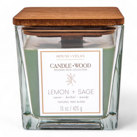 Lemon and Sage CandleWood Candle 425gms