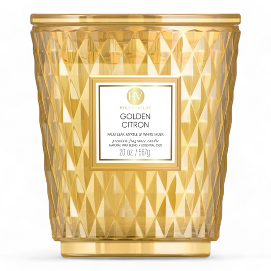 Golden Citron Coloured Glass Candle 595gms