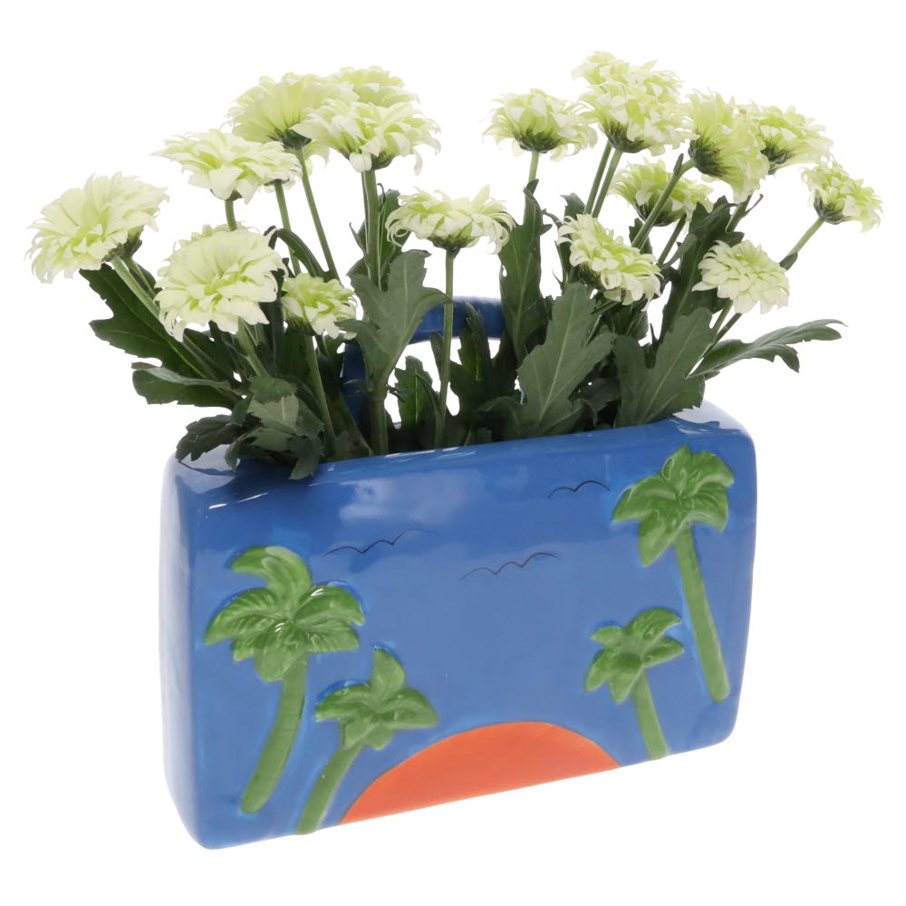 Blue Suitcase Flower Vase