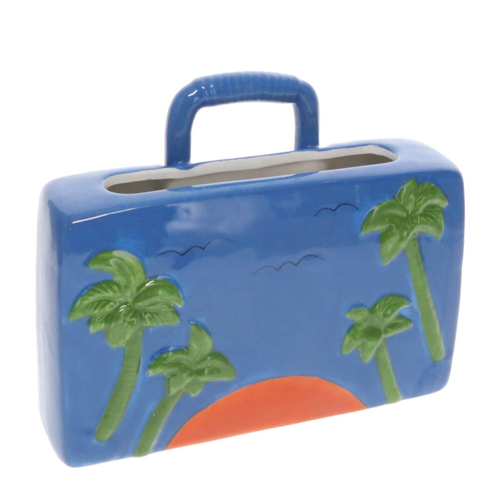 Blue Suitcase Flower Vase