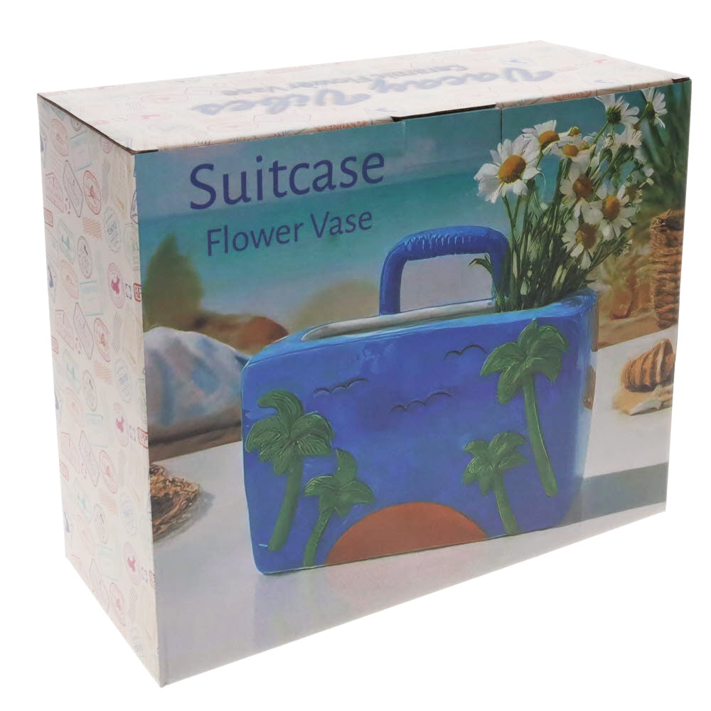 Blue Suitcase Flower Vase