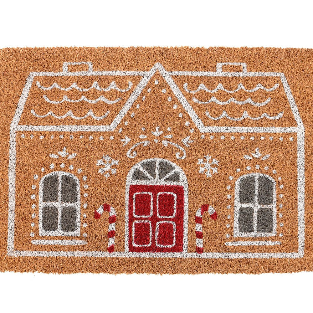 Candy Cane Gingerbread House Doormat
