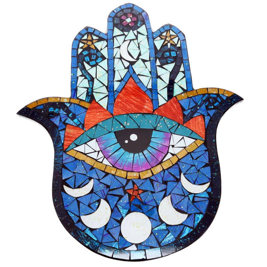 WALL HANGING - Hamsa Hand Wooden Mosaic 44cm x 36cm